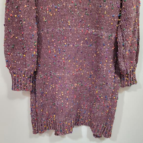 143 Story by Line up open front pom pom confetti long sweater woman's size s - Picture 6 of 10